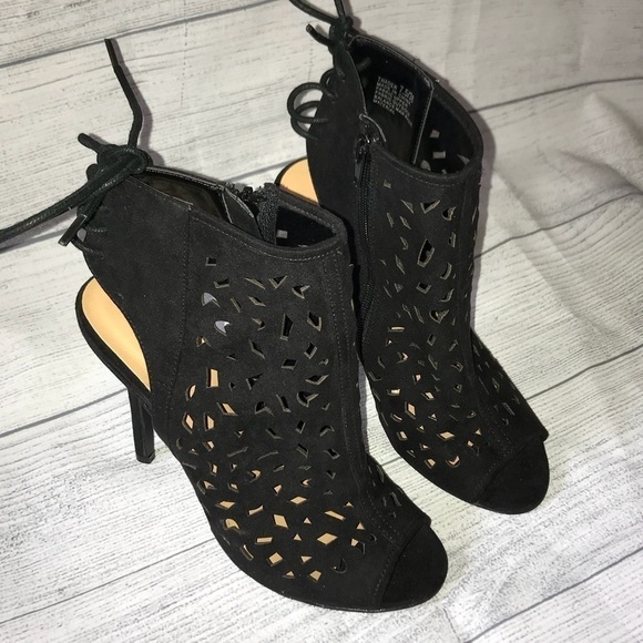 -Thaden Black Open Toe Booties - Picture 8 of 8